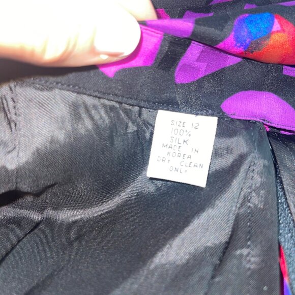 A J Bari Vintage Womens Skirt Suit Jacket Size 12 Black Balloon Sleeve Peplum - Picture 15 of 16